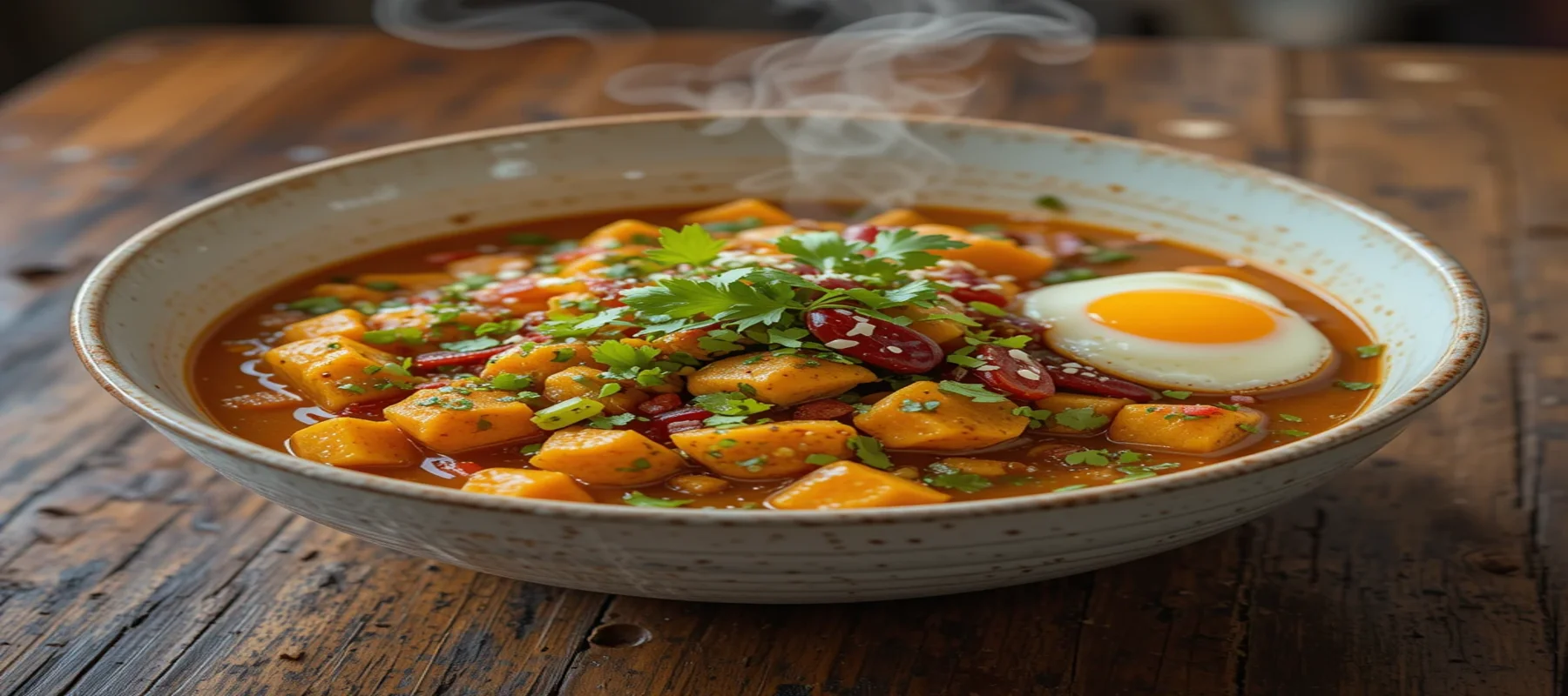 A vibrant and healthy breakfast curry recipe with vegetables and spices.