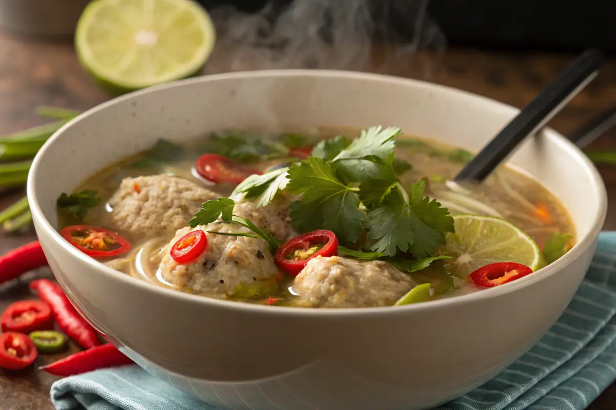 Grandma's chicken soup with herbs and noodles.