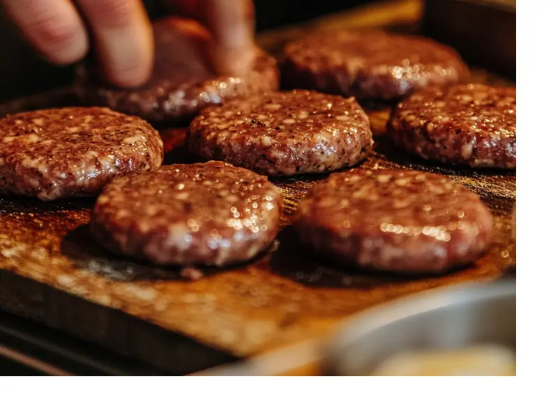 Golden-brown easy breakfast sausage patties cooking in a cast-iron skillet.