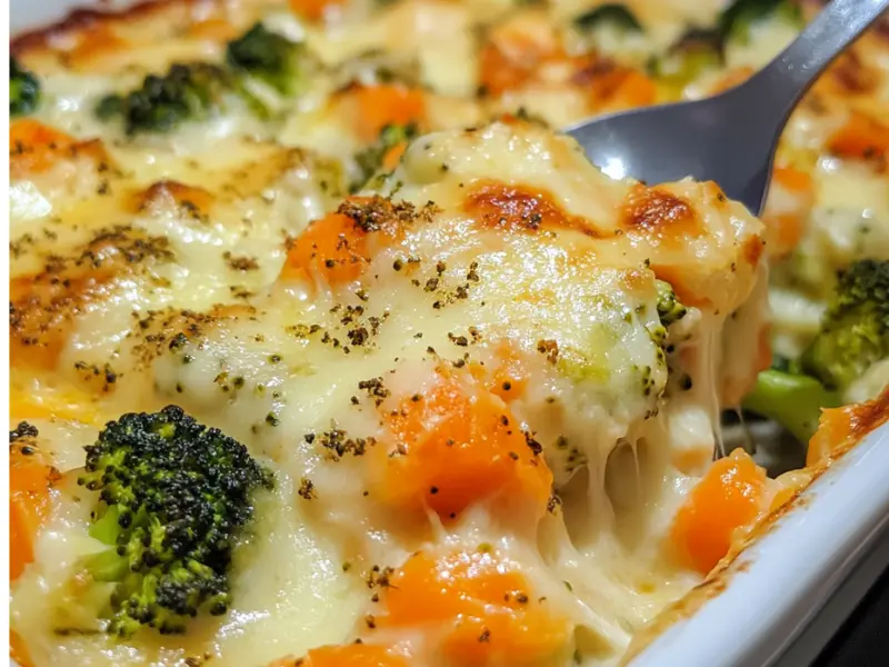 Cheesy carrot and broccoli casserole